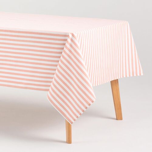 Kalanka-Nappe Anti-Taches Rectangulaire En Tissu Coton Imperméable À Rayures Saumon, 140 X 100 Cm