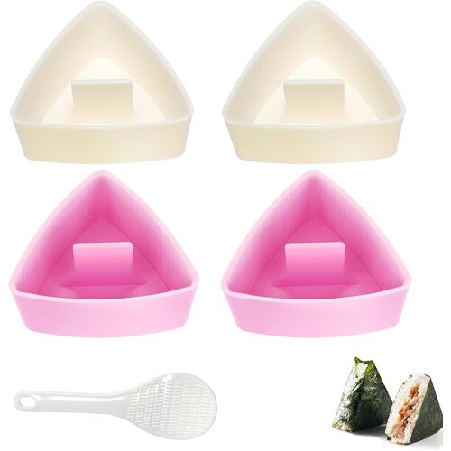 Kalanka-Lot De 4 Moules À Onigiri - Avec Cuillère À Riz - Bricolage - Triangle - Moule À Sushi Triangulaire - Moule À Boulettes De Riz - Moule À Riz Pour Restaurant, Cuisine Familiale