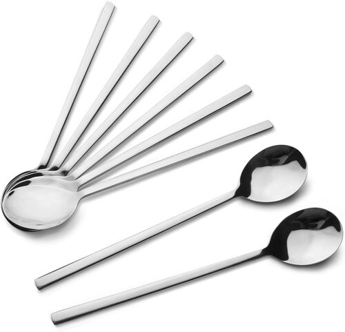 Kalanka-Lot De 8 Cuillères À Soupe Rondes Coréennes En Acier Inoxydable Pour Utilisation Domestique Et Professionnelle 21,6 Cm