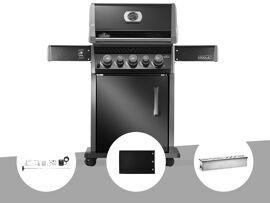 Barbecue à gaz Rogue 425 RB 3 brûleurs + 1 réchaud latéral + 1 brûleur rôtissoire + Rôtissoire + Plancha + Boitier de fumage - Napoléon