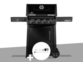 Barbecue gaz Freestyle 425 noir 4 brûleurs + 1 réchaud latéral + Rôtissoire - Napoléon