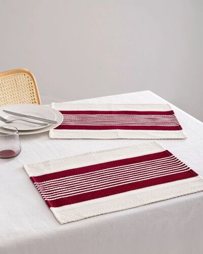 Set De Table 2 Pièces Virlet - Rouge/Beige