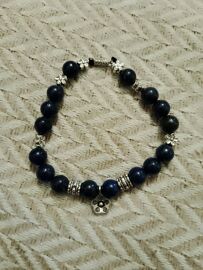 Bracelet Artisanal En Pierres Bleu/Argenté .