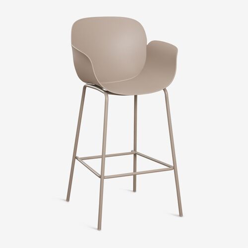 Tabouret haut en polypropylène et acier Lynette Moka Brown ¿75 cm
