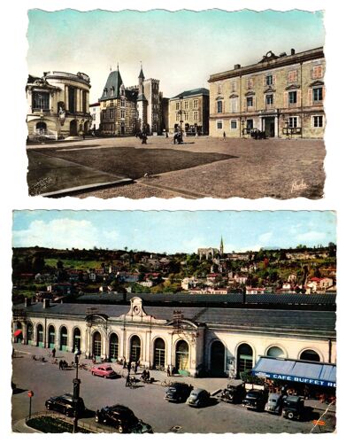 Cpa Agen (Lot De 2) La Gare Et Le Côteau De L'hermitage + Musée Et Place De L'hôtel-De-Ville