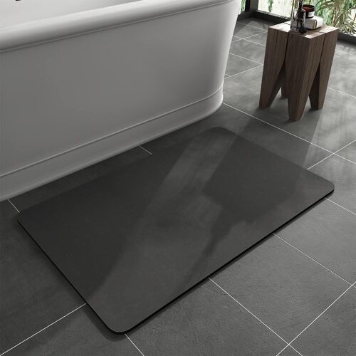 Kalanka-40x60cm Tapis Diatomite Salle De Bain, Tapis De Bain En Mousse À Mémoire De Forme, Tapis De Bain Absorbant Pour Douche, Salle De Bain, Paillasson, Chambre (Gris Foncé)