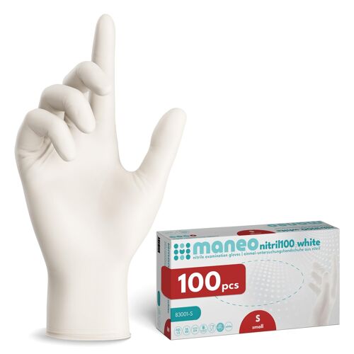 KALANKA-100 gants jetables blancs taille S, protections en nitrile non poudrées sans latex, articles en caoutchouc à usage unique, protection résistante pour nettoyage, cuisine et travaux ménagers