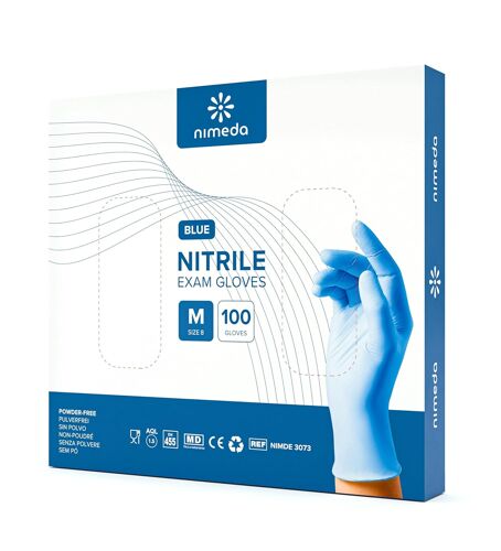 Kalanka-Gants Jetables Bleus 100 Pièces Gants En Nitrile Gants Jetables Sans Latex Sans Poudre Pour L'alimentation, La Médecine, Les Cosmétiques Et L'usage Domestique (M)