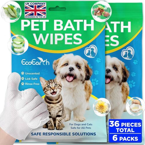 Kalanka-- Lingettes Premium Pour Chiens Et Chats - 36 Gants - Gant De Toilette Jetable Pour Le Bain Et Le Toilettage - Nettoyage Des Pattes Et Du Corps