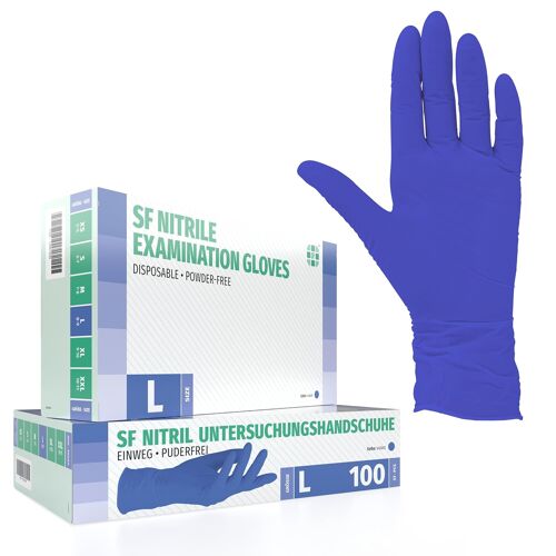 Kalanka-Sf Gants Nitrile Violets L ¿ 100 Gants Jetables, Non Poudrés, Sans Latex, Résistants, Pour La Cuisine, L¿Usage Médical, Le Ménage, La Mécanique, Le Tatouage, La Coiffure, L¿Usage Alimentaire