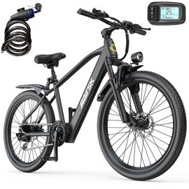 Aairsk Gt 300 Ebike 26 Pouces – Vélo Électrique Urbain 250w, Batterie 36v 13ah, Autonomie 30-50km, Shimano 7 Vitesses, Freins À Disque, Assistance Électrique & Pédalage, Noir