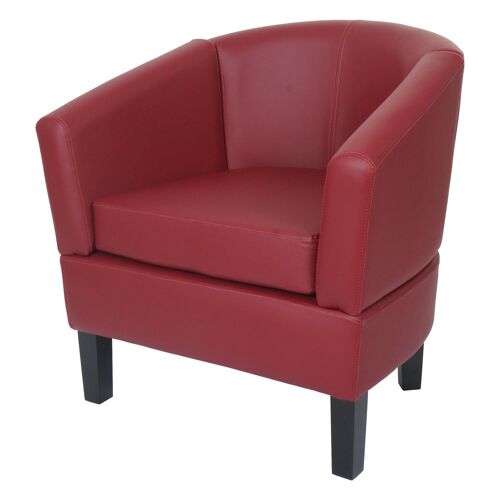 Fauteuil lounge HWC-O17, fauteuil club, fauteuil cocktail, certifié MVG, similicuir   bordeaux