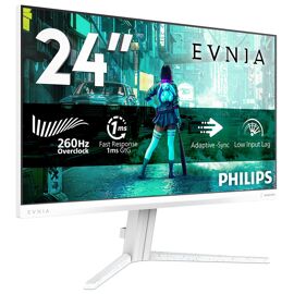 Philips Evnia 3000 24M2N3201PL - Écran LED - 24" (23.8" visualisable) - 1920 x 1080 Full HD (1080p) @ 260 Hz - Fast IPS - 1000:1 - HDR10 - 0.3 ms - HDMI, DisplayPort - blanc