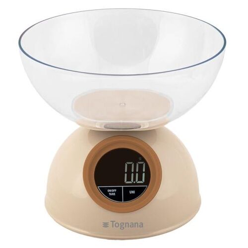 Tognana Porcellane D2DBL51IRCH escabeaux de cuisine Beige Comptoir Rond Balance de ménage électronique
