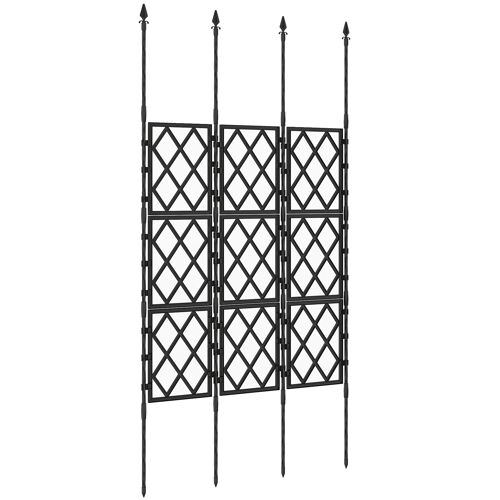 Support pour plantes grimpantes pliable à motif losange, treillis de jardin, pour légumes, vignes, fleurs, en métal, 85 x 197 cm, noir