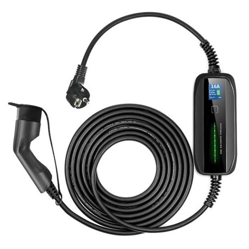 Extralink Chargeur De Voiture Électrique Portable Bs-Pcd030 16a 3,6kw Schuko Monophasé, 5,5 M, Écran Lcd, Ip67
