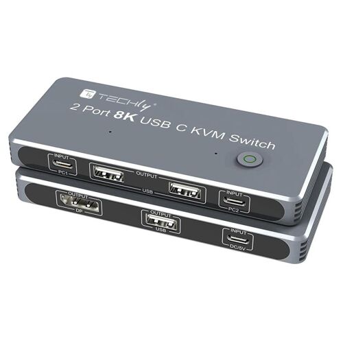 Techly IDATA KVM-DPC8K commutateur écran, clavier et souris Gris