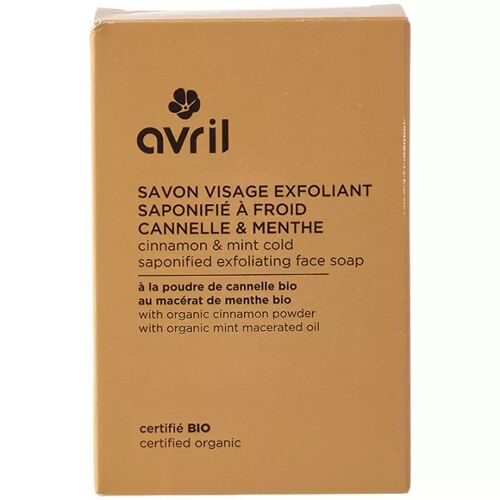 Avril Savon Visage Exfoliant Cannelle & Menthe Bio* 