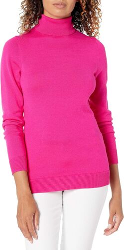 Pull Col Roulé Léger À Manches Longues Pour Femme Amazon Essentials, Coupe Classique (Disponible En Grandes Tailles), Rose Vif, Taille M