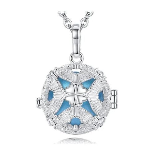 Bola De Grossesse Pendentif Cage Trèfle À 4 Feuilles Boule Bleue