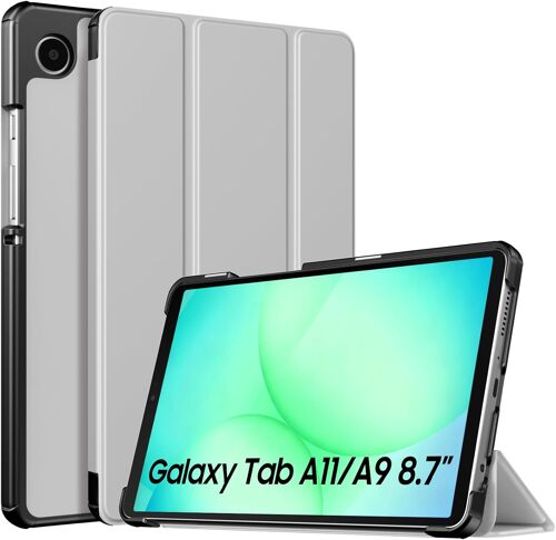 ELVORIX-Coque Compatible avec Samsung Galaxy Tab A11/A9 8,7 Pouces (2025/2023), Étui de Protection Fin et Léger avec Dos en PC Rigide, Gris Argent