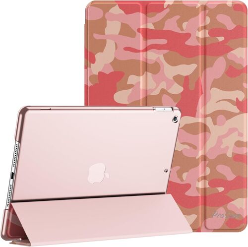 ELVORIX-Coque iPad 9/8/7ème Génération 2021/2020/2019, Coque iPad 10.2"", Housse Étui de Protection, Veille/Réveil Automatique -Camopink