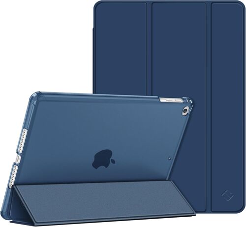 ELVORIX-Coque pour iPad Air 2 2014 / iPad Air 2013 9.7 Pouces - Etui de Protection Mince et Léger Housse Arrière Semi-Transparent avec Fonction Sommeil/Réveil Automatique, Bleu Marine