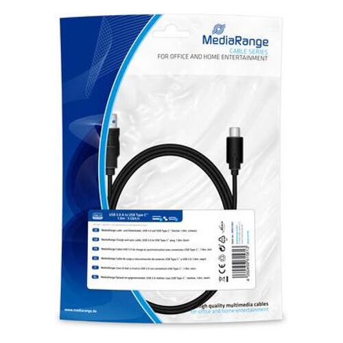 MediaRange MRCS182 câble USB USB 3.2 Gen 1 (3.1 Gen 1) 1,8 m USB A USB C Noir