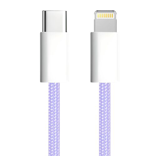 apm Cable iPhone USB C, Chargeur iPhone Certifié Apple MFi, Nylon Tressé Violet, Cordon USB C Charge Rapide, Connecteur Lightning, Ultra Durable, Pour iPhone 14/13/12, iPad, AirPod, (1M), 600411