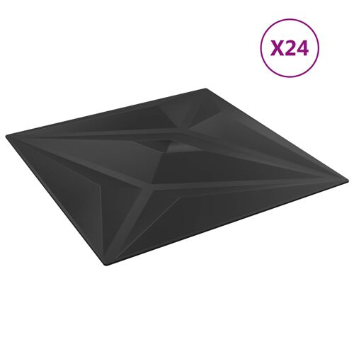 vidaXL Panneaux muraux Étoile 24 pcs Noir Étoile 50 x 50 cm Mousse XPS