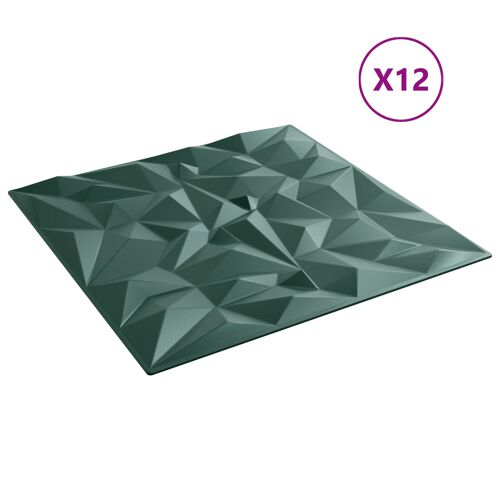 vidaXL Panneaux muraux 12 pcs Vert Améthyste 50 x 50 cm Mousse XPS