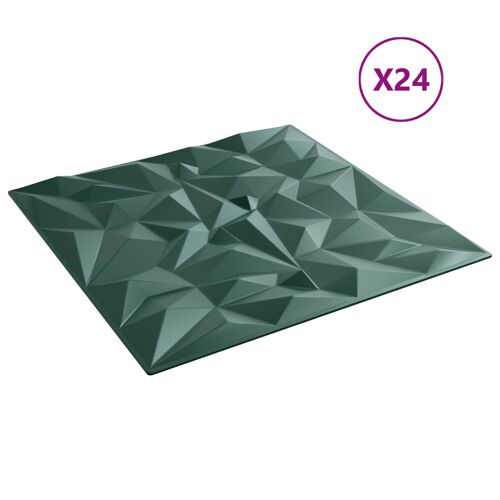 vidaXL Panneaux muraux 24 pcs Vert Améthyste 50 x 50 cm Mousse XPS