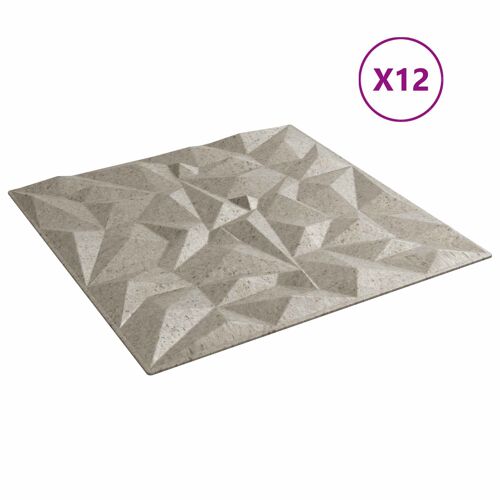 vidaXL Panneaux muraux 12 pcs Béton Améthyste 50 x 50 cm Mousse XPS