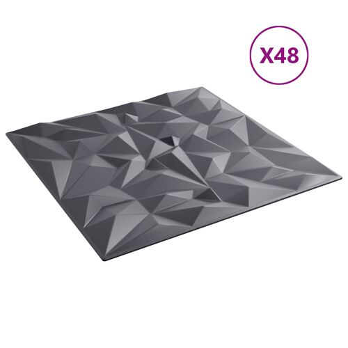 vidaXL Panneaux muraux 48 pcs Gris Améthyste 50 x 50 cm Mousse XPS