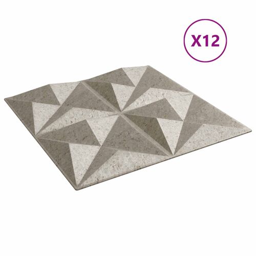 vidaXL Panneaux muraux 12 pcs Béton Origami 50 x 50 cm Mousse XPS