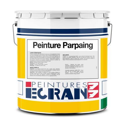 Peinture parpaing, bloc béton, agglo béton, peinture professionnelle opacifiante, sans odeur, mur intérieur, extérieur ECRAN77 10 litres Blanc