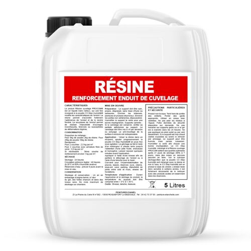 Résine cuvelage, résine étanche et souple, adjuvant enduit C3 Stop Humidité PROCOM 5 litres Blanc laiteux