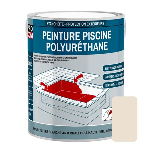 Peinture piscine béton, peinture polyuréthane pour piscine et bassin, étanche et souple, béton, enduit, ciment PROCOM 2.5 litres Beige (RAL 9001)