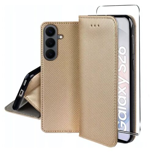 Housse pour Samsung Galaxy S26 / S26 Pro 5G - etui coque pochette portefeuille + film ecran - OR MAGNET