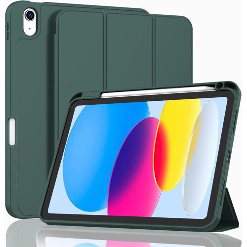 ELVORIX-Coque pour iPad 11ème Génération (A16) 11 Pouces 2025/iPad 10ème Génération 10,9 Pouces 2022 avec Porte-Crayon, Étui de Protection Léger, Veille/Réveil Automatique, Vert Nuit Foncé