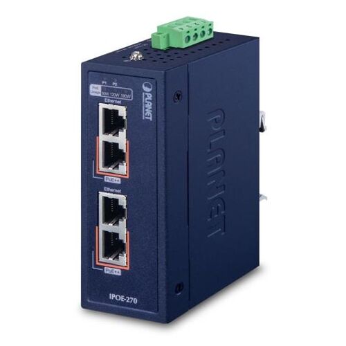 PLANET IPOE-270 commutateur réseau Connexion Ethernet, supportant l'alimentation via ce port (PoE) Bleu