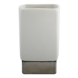 MSV 140743 - mahe cerámica copa de acero inoxidable/blanco mate arenisca 6,5 x 6,5 x 11,5 cm Blanc Distributeurs de salle de bain