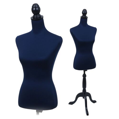 Mannequin de couture T220, torse de mannequin de vitrine féminin, en mousse   bleu foncé