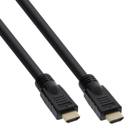 INLINE High Speed - HDMI-Kabel mit Ethernet - HDMI männlich zu HDMI männlich - 7.5 m - Dreifachisolierung - Schwarz - geformt, 4K Unterstützung