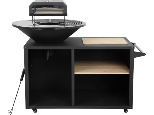 Barbecue plancha brasero avec four à pizza "Maréchal" - Ø 81 cm - Noir