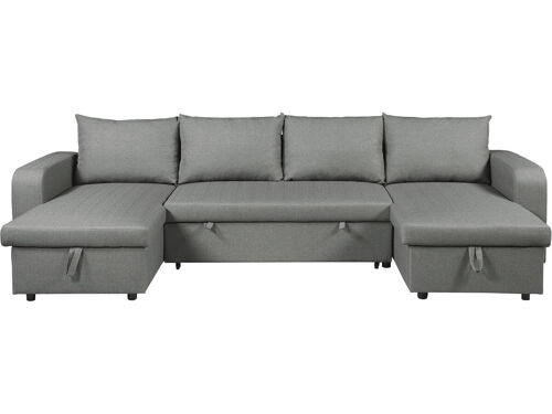 Canapé panoramique convertible en tissu "Victor" - 4 places - Gris
