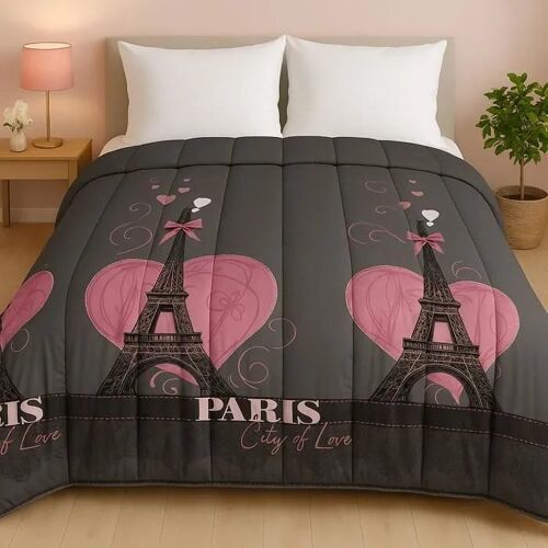 Couette Tempérée Imprimée Paris - 2 Personnes 240 X 260 - Toutes Saisons - Mortreux