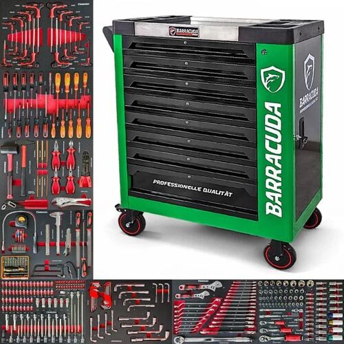 Servante d'atelier - BARRACUDA TOOLS Rock PRO+ - 8 tiroirs 336 outils - Vert