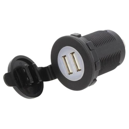 Alimentation Automobile- Usb A Femelle X2- Tens.Alim- 12-24vdc - Noir