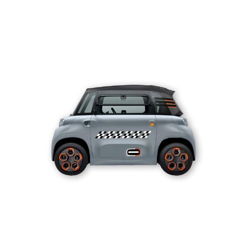 Kit 12 Autocollants Deco Damier -2 Cotes- Pour Voiture Sans Permis Abs